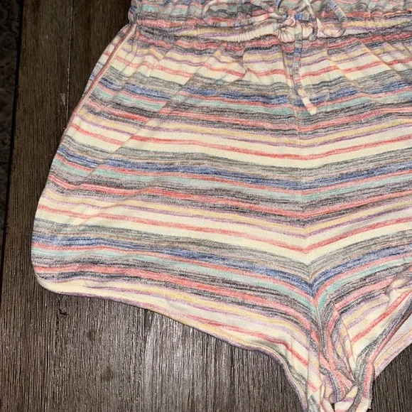 Multi colored striped vintage 70s 80s romper boho L read beach pool retro mod - Picture 3 of 7